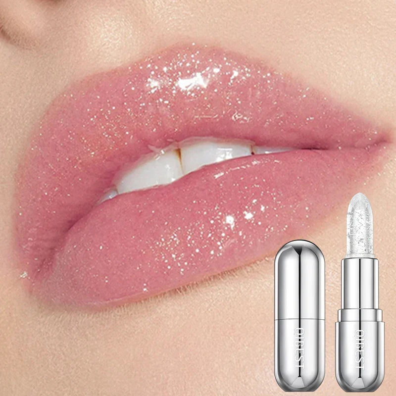 Batom com bálsamo labial hidratante com glitter
