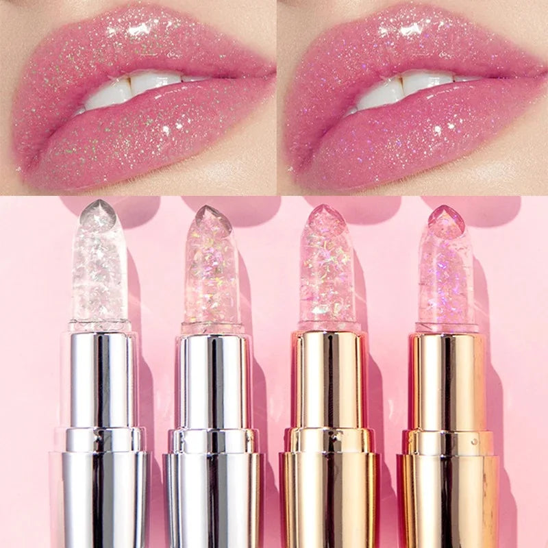 Batom com bálsamo labial hidratante com glitter