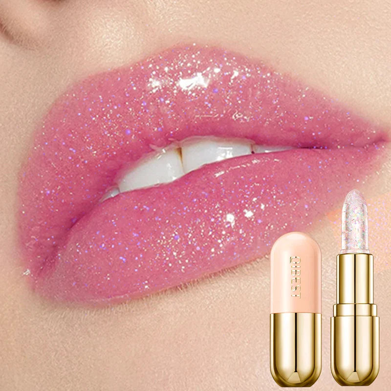 Batom com bálsamo labial hidratante com glitter