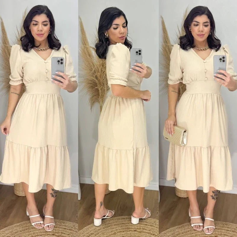 Vestido Midi Duna Liso