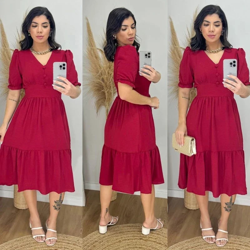 Vestido Midi Duna Liso