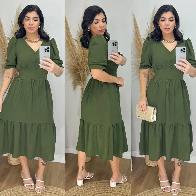 Vestido Midi Duna Liso