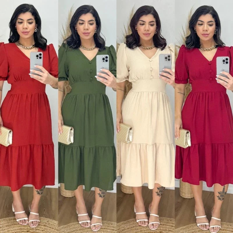 Vestido Midi Duna Liso