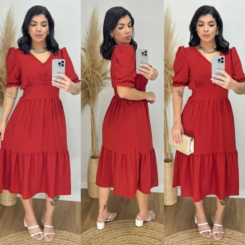 Vestido Midi Duna Liso