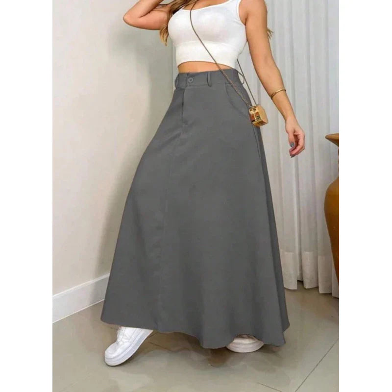 Saia Longa Feminina de Alfaiataria - Moda Evangélica Casual Básica
